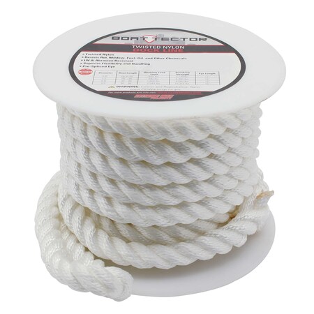 Extreme Max 3006.2843 BoatTector Twisted Nylon Dock Line - 3/4 X 50' White